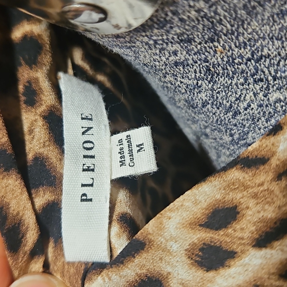 Pleione Leopard Print Neck Tie Wrap Blouse - Picture 9 of 10